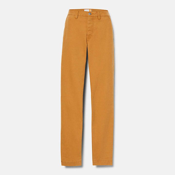 Pantalón de estilo carpintero en lona lavada elástica para hombre en amarillo-