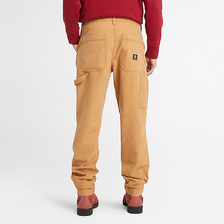 Washed Canvas Stretch Carpenter Trouser for Men in Yellow