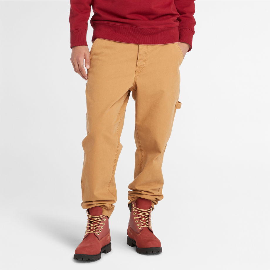 Timberland Pantaloni Carpenter Elasticizzati In Tela Effetto Lavato Da Uomo In Giallo Giallo