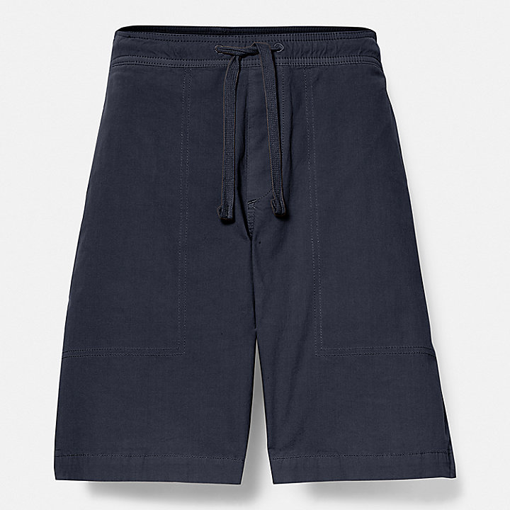 Shorts in Popeline Garment Dyed da Uomo in blu marino