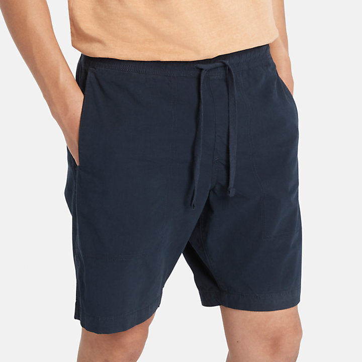 Stückgefärbte Popeline-Shorts für Herren in Navyblau-
