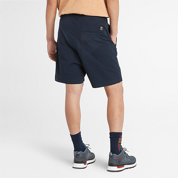 Stückgefärbte Popeline-Shorts für Herren in Navyblau