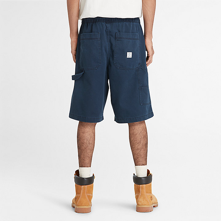 Pantalones cortos de estilo carpintero y sarga gruesa para hombre en azul marino