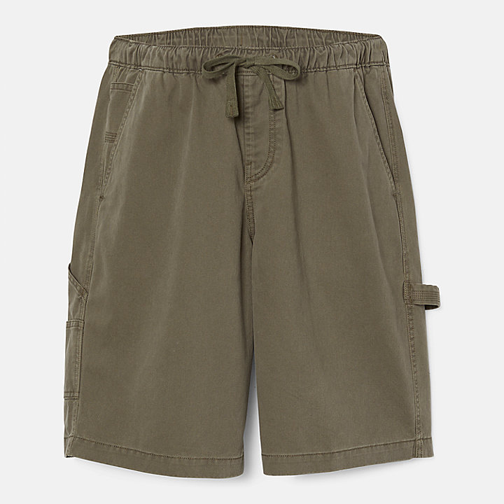 Pantalones cortos de estilo carpintero y sarga gruesa para hombre en verde