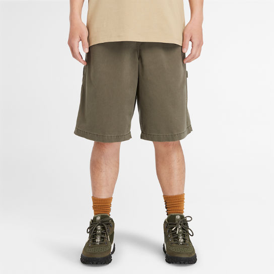 Pantalones cortos de estilo carpintero y sarga gruesa para hombre en verde | Timberland