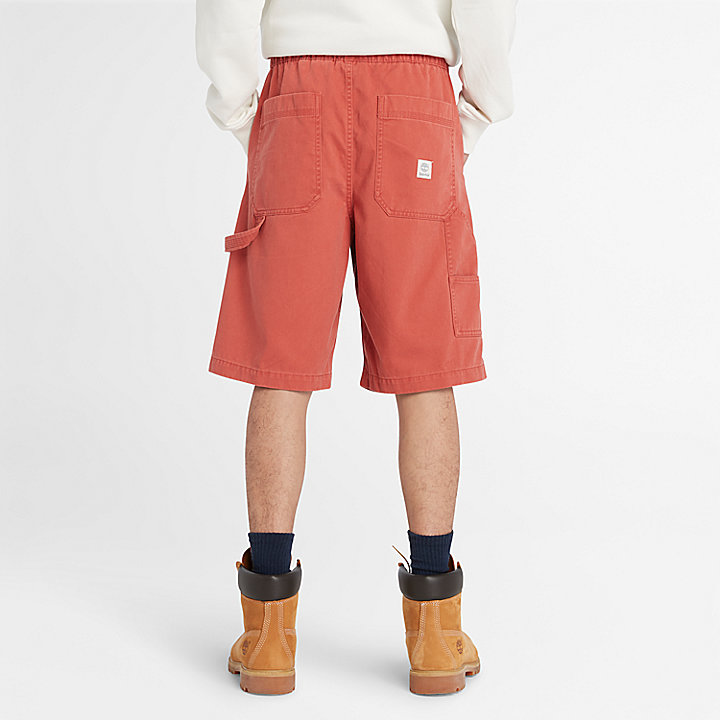 Pantalones cortos de estilo carpintero y sarga gruesa para hombre en rojo