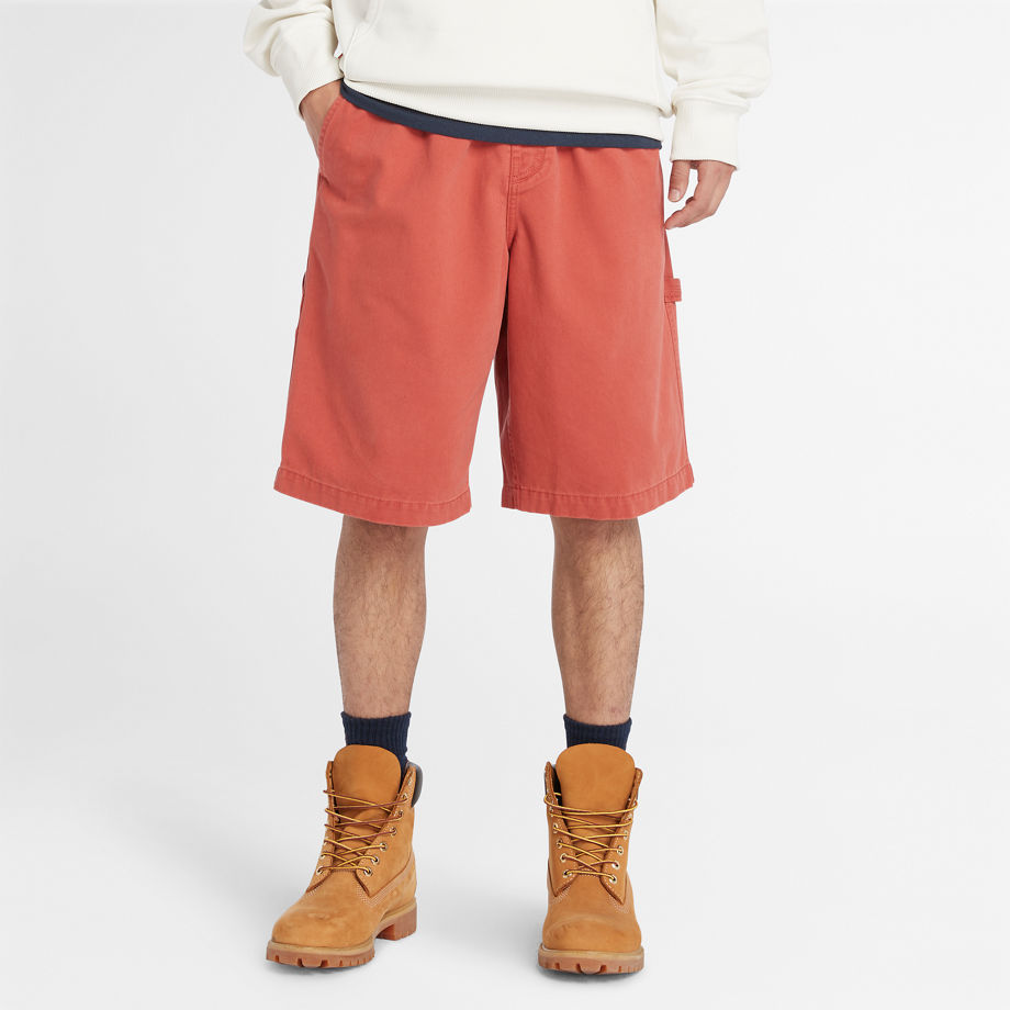 Timberland Heavy Twill Carpenter Shorts For Men In Red Red