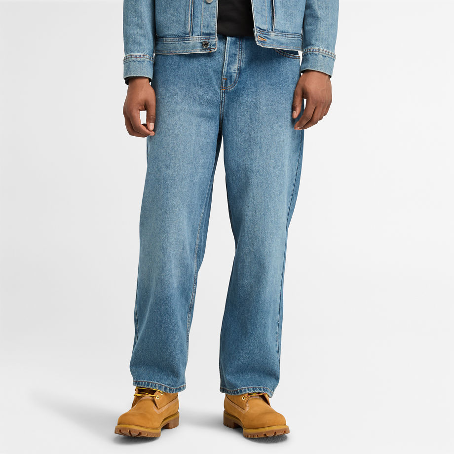 Timberland Relaxed Denim Trousers With Refibra Technology For Men In Dark Blue Blue