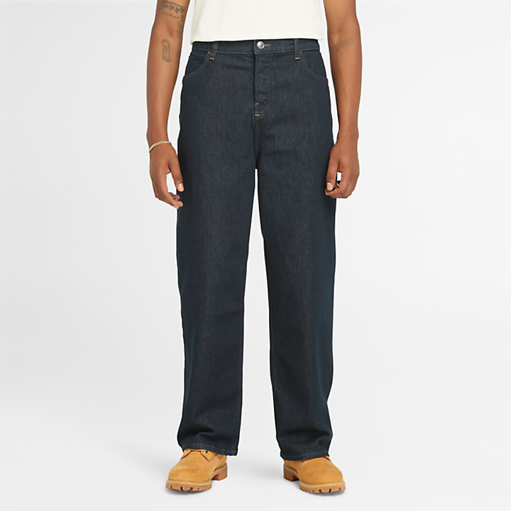 Relaxed Denim Trousers With Refibra™ Technology For Men in Navy-