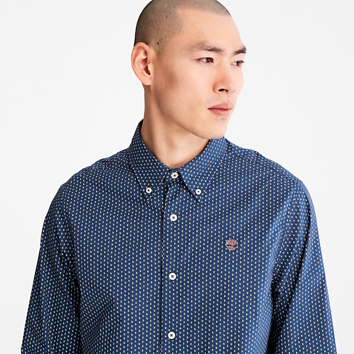 Camisa Microprint para Hombre en azul-