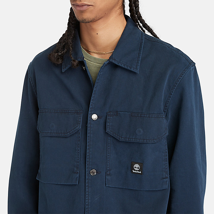 Camisa Larga Washed-look para Homem em azul-escuro