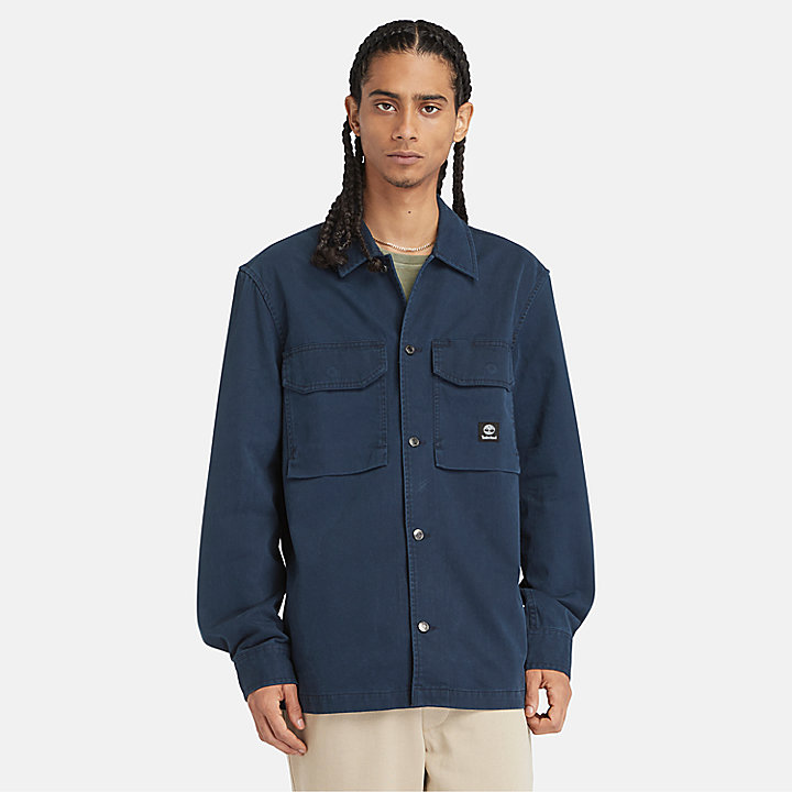 Washed-look Overshirt for Men in Dark Blue