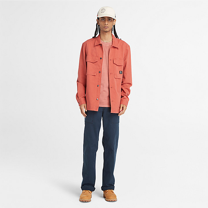 Washed-look Overshirt for Men in Red