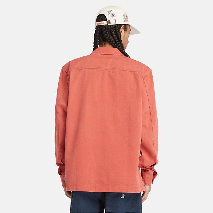 Washed-look Overshirt for Men in Red-