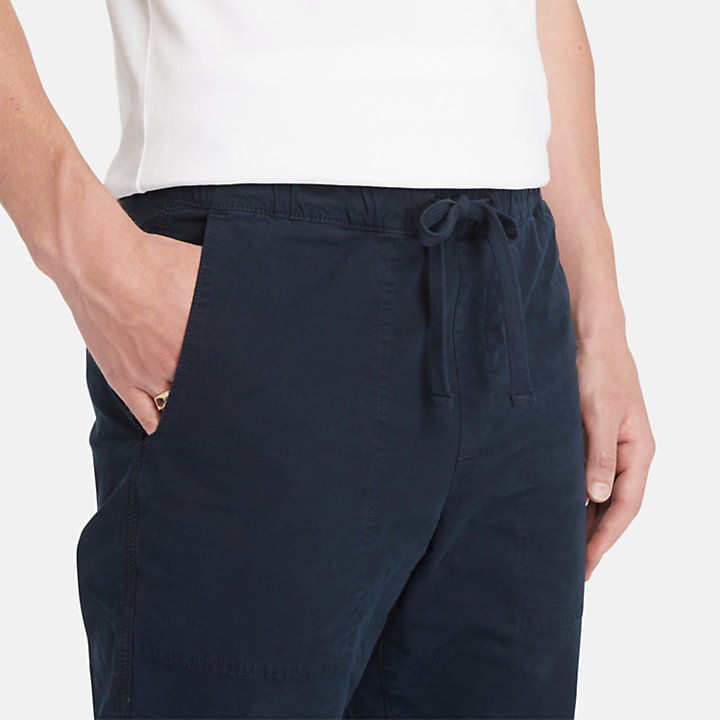 Garment Dye Poplin Jogger Trousers for Men in Navy-