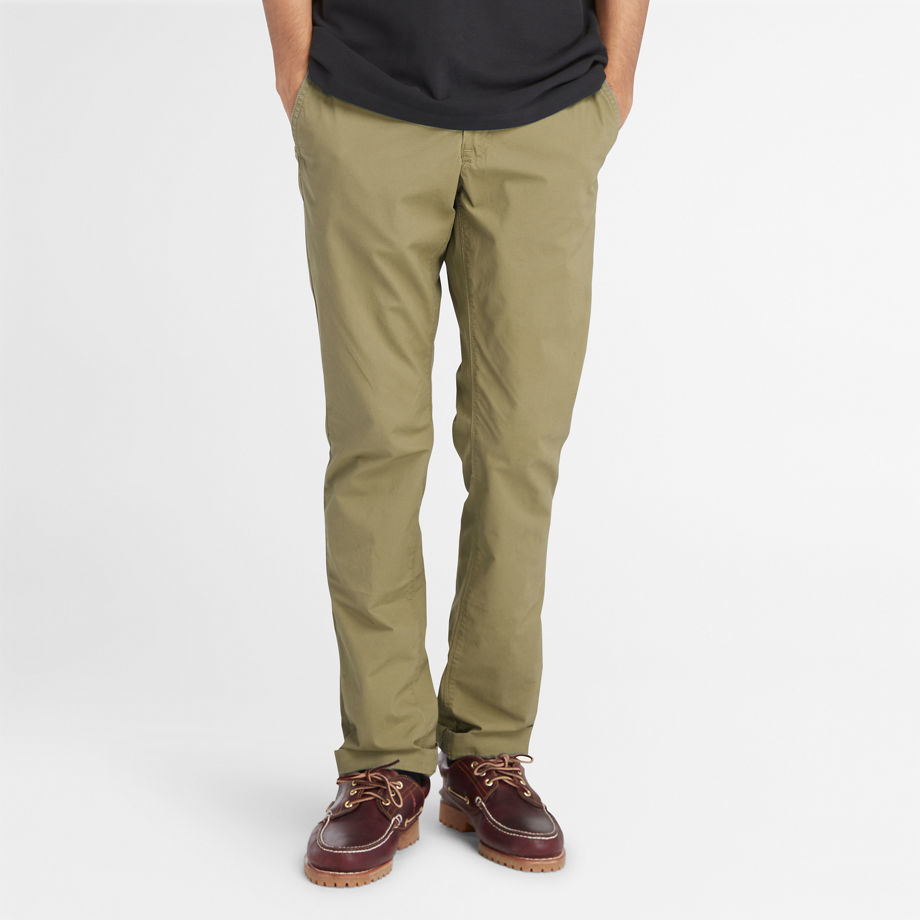 Timberland Poplin Chinos For Men In Green Green, Size 35 x 32