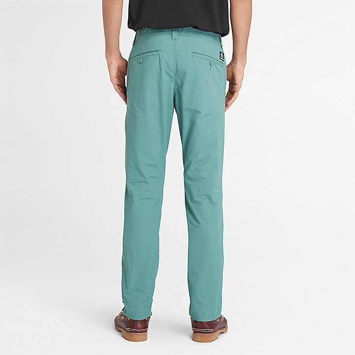 Pantalones chinos de popelina para hombre en azul verdoso