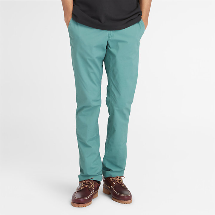 Pantalones chinos de popelina para hombre en azul verdoso-