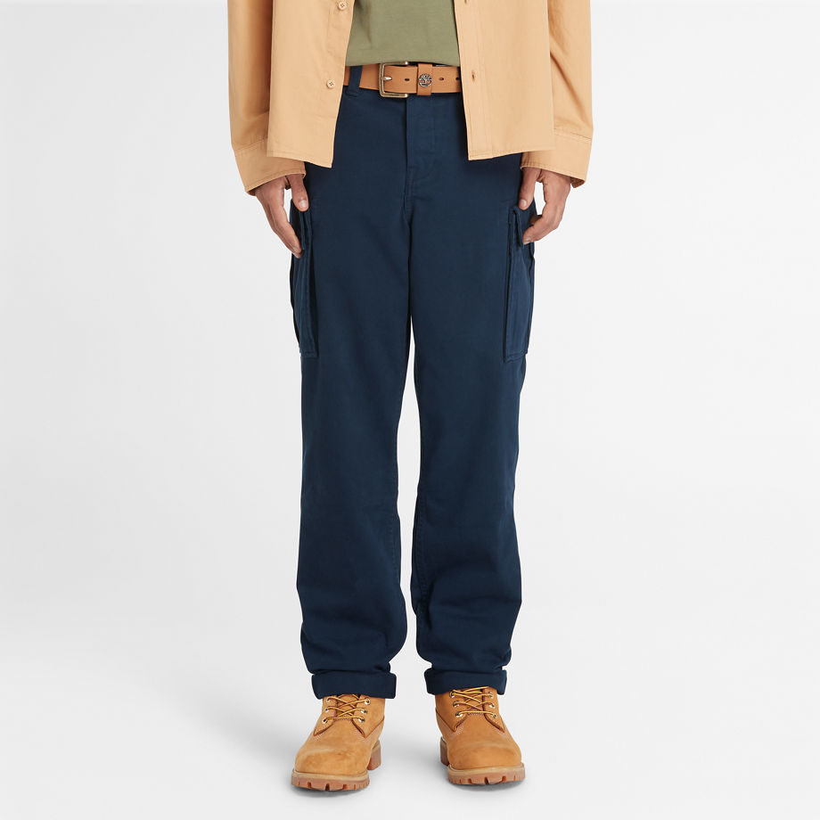 Timberland Twill Cargo Trousers For Men In Navy Navy