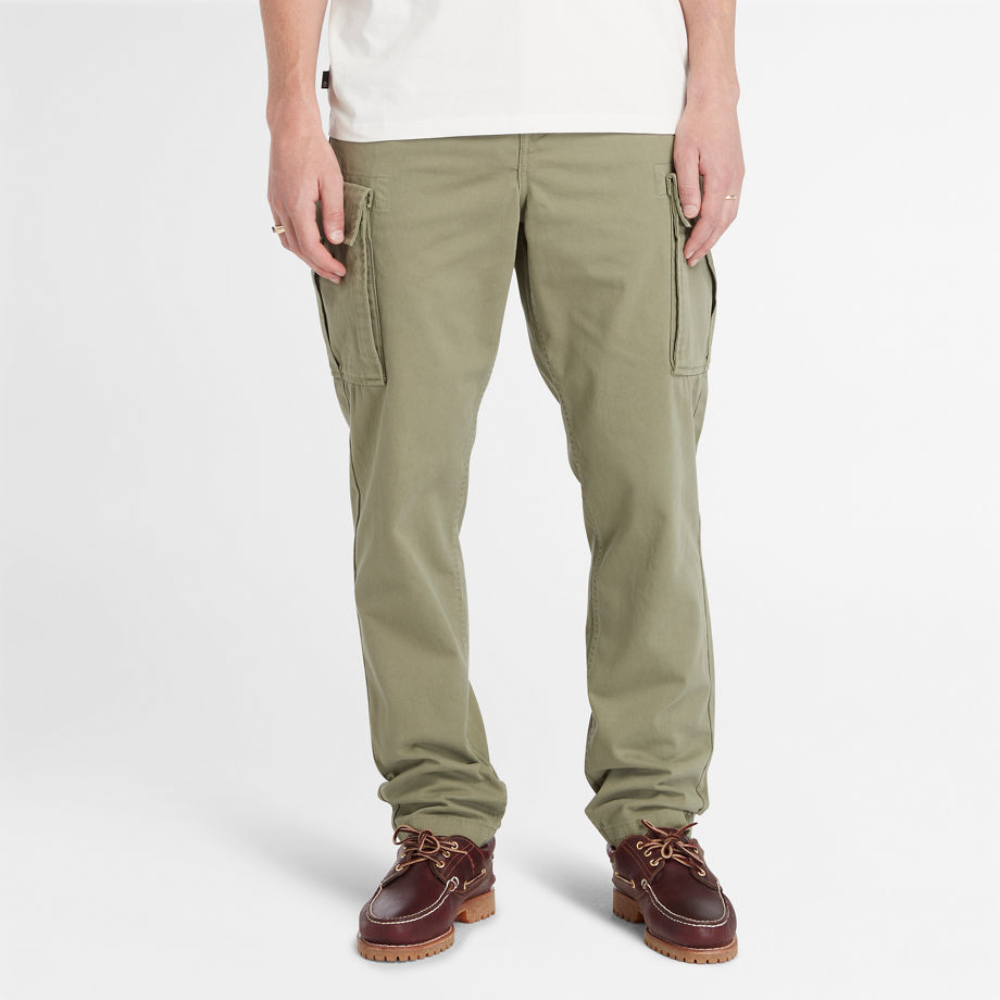 Timberland Twill Cargo Trousers For Men In Green Green, Size 28 x 34