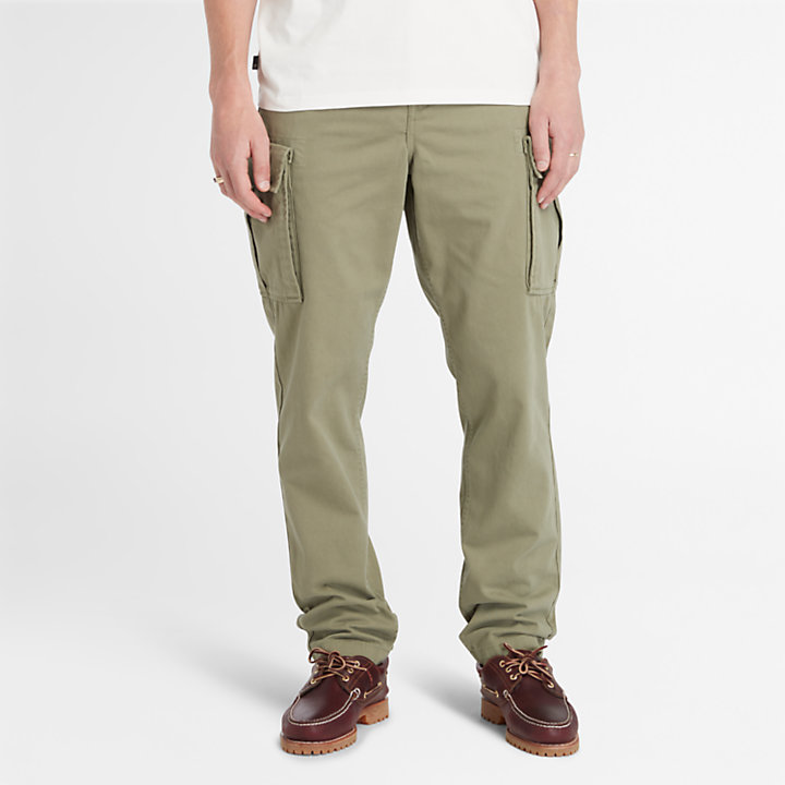 Twill Cargo Trousers for Men in Green-