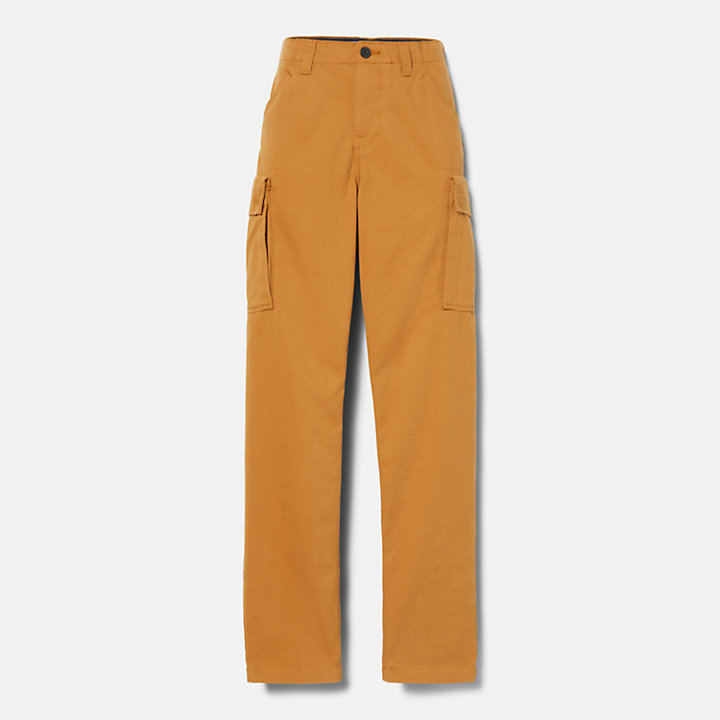 Pantalones cargo de sarga para hombre en amarillo oscuro-
