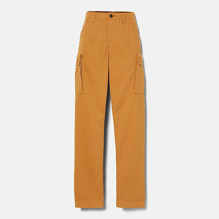 Pantalones cargo de sarga para hombre en amarillo oscuro