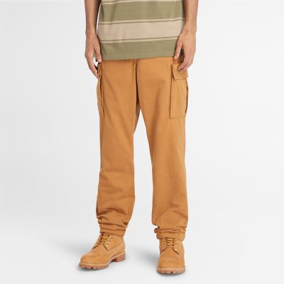 Timberland Twill Cargo Trousers For Men In Dark Yellow Yellow