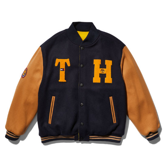 Tommy Hilfiger x Timberland® Re-Mixed Reversible Varsity Jacket in Blue | Timberland