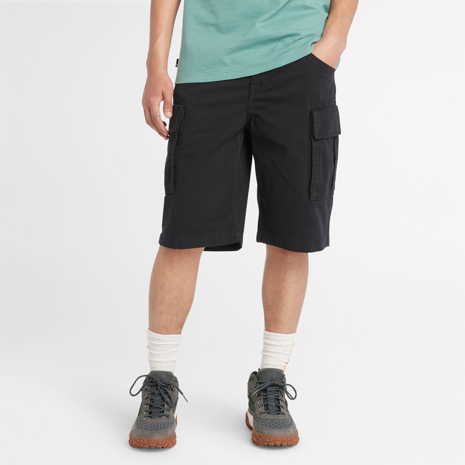 Timberland Twill Cargo Shorts For Men In Black Black
