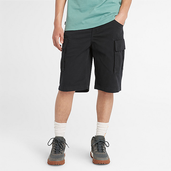 Twill Cargo Shorts for Men in Black
