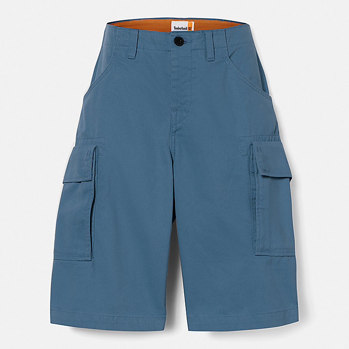 Pantalones cortos cargo de sarga para hombre en azul