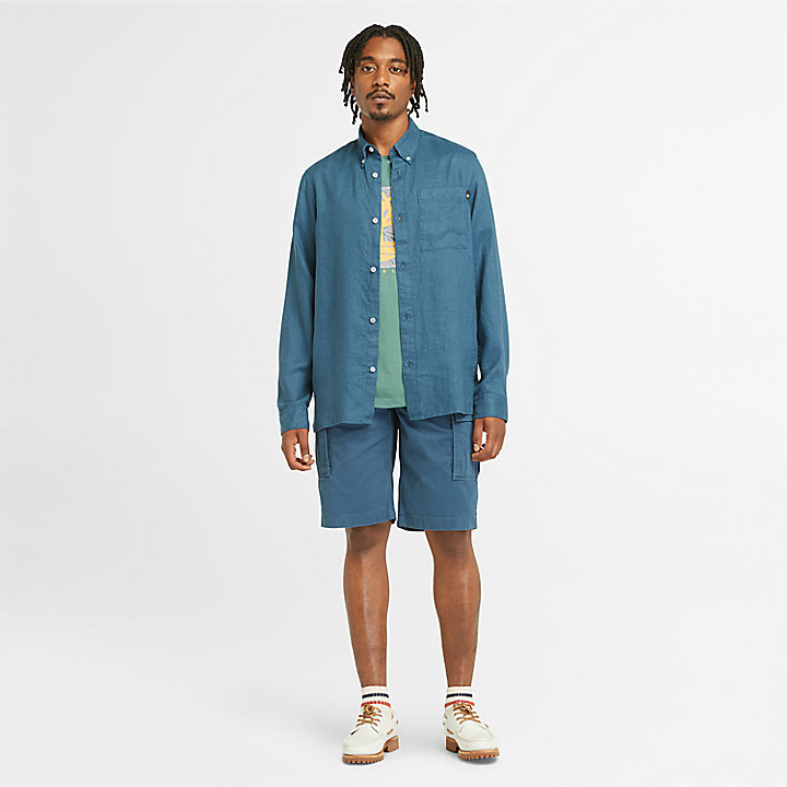Twill Cargo Shorts for Men in Blue