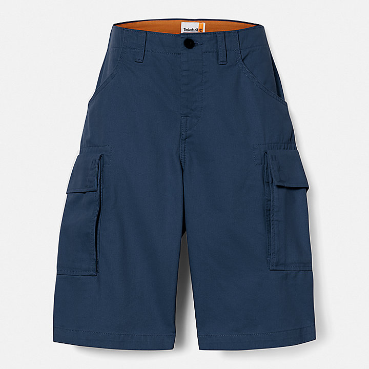 Pantalones cortos cargo de sarga para hombre en azul marino