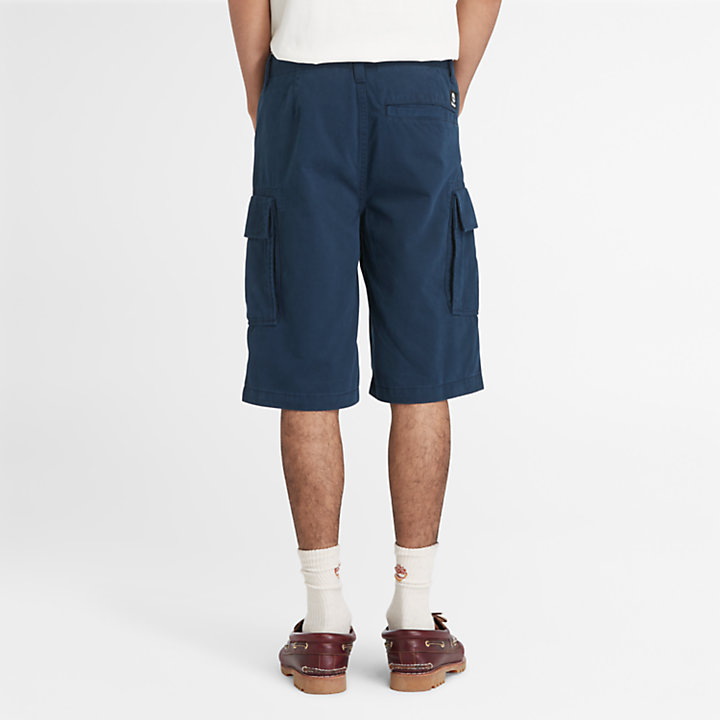 Pantalones cortos cargo de sarga para hombre en azul marino-