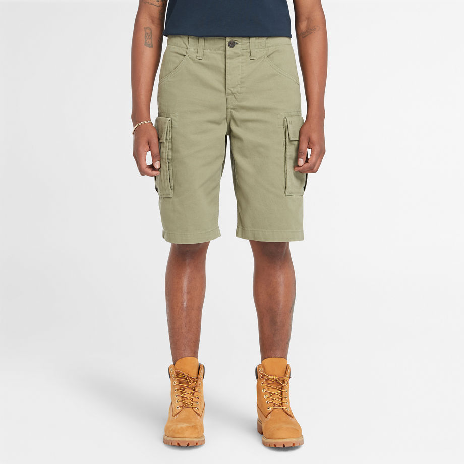 Timberland Twill Cargo Shorts For Men In Green Green, Size 28