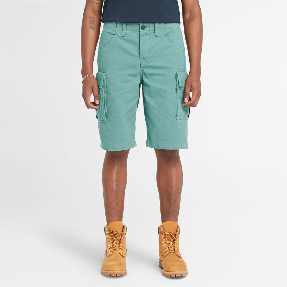 Timberland Twill Cargo Shorts For Men In Teal Teal
