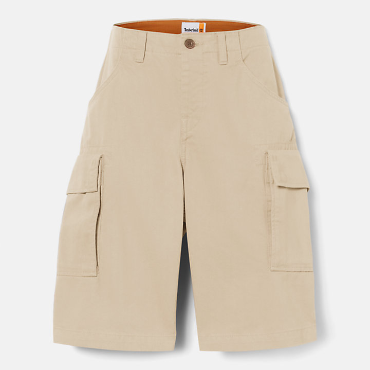 Twill Cargo Shorts for Men in Beige-
