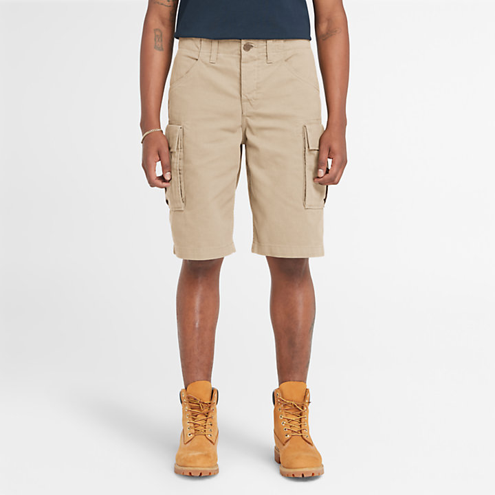 Twill Cargo Shorts for Men in Beige-