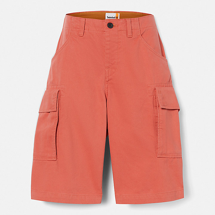 Pantalones cortos cargo de sarga para hombre en naranja claro