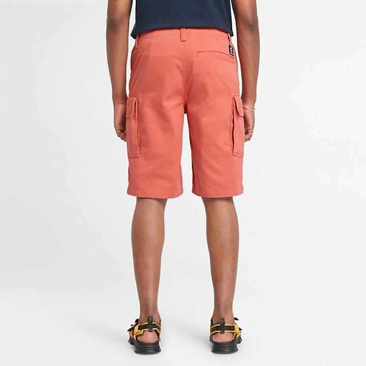 Pantalones cortos cargo de sarga para hombre en naranja claro-
