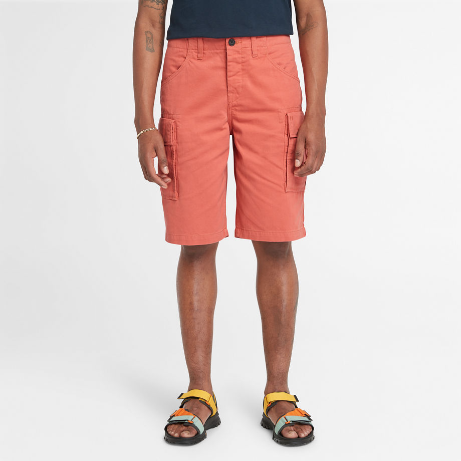 Timberland Twill Cargo Shorts For Men In Light Orange Orange