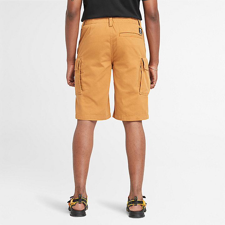 Pantalones cortos cargo de sarga para hombre en amarillo oscuro