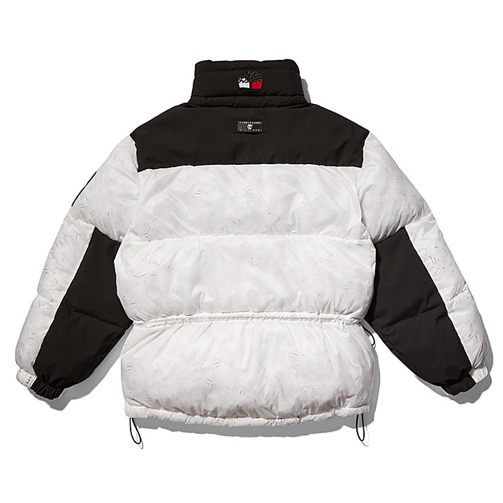 Tommy Hilfiger - TOMMYXTIMBERLAND TRANSPARENT PUFFER JACKET Inspired by  '90s styling, this cropped puffer jacket is padded with colourful shirt  offcuts that can be seen through the semi-transparent outer.