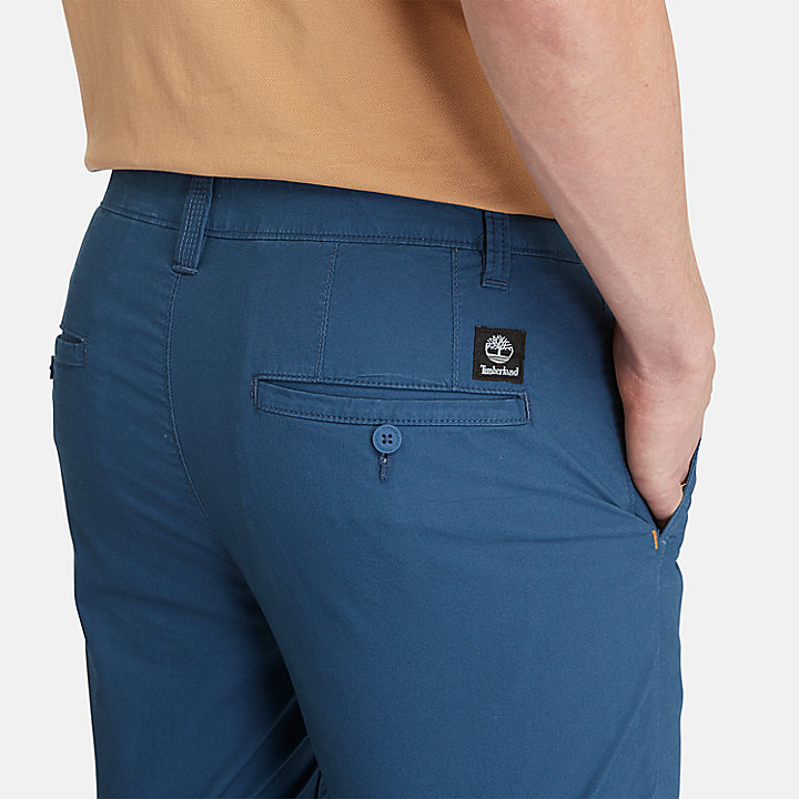 Pantalones cortos chinos de popelina para hombre en azul