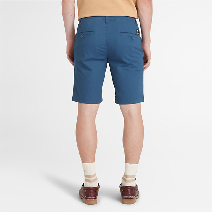 Pantalones cortos chinos de popelina para hombre en azul-