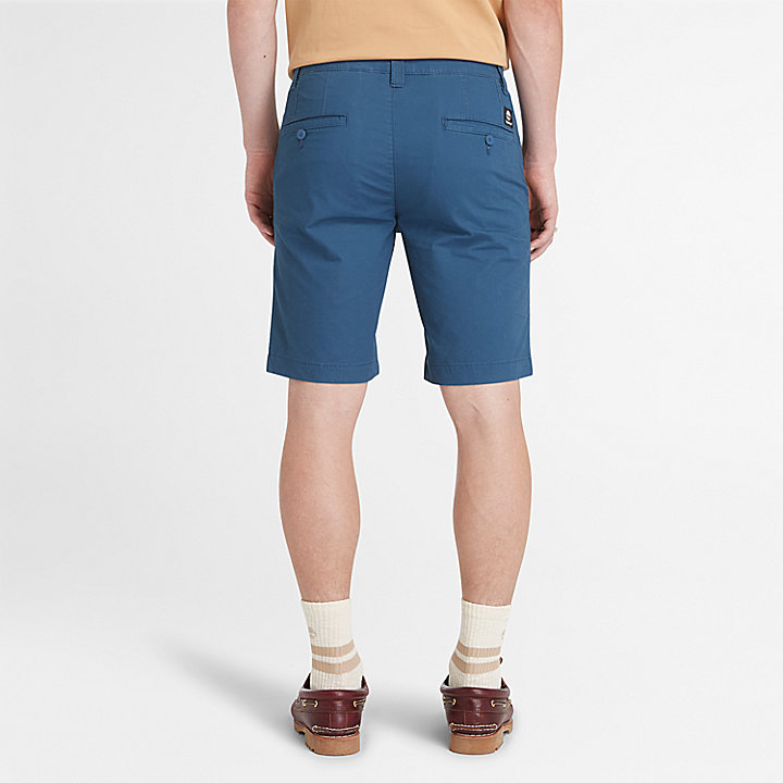 Pantalones cortos chinos de popelina para hombre en azul