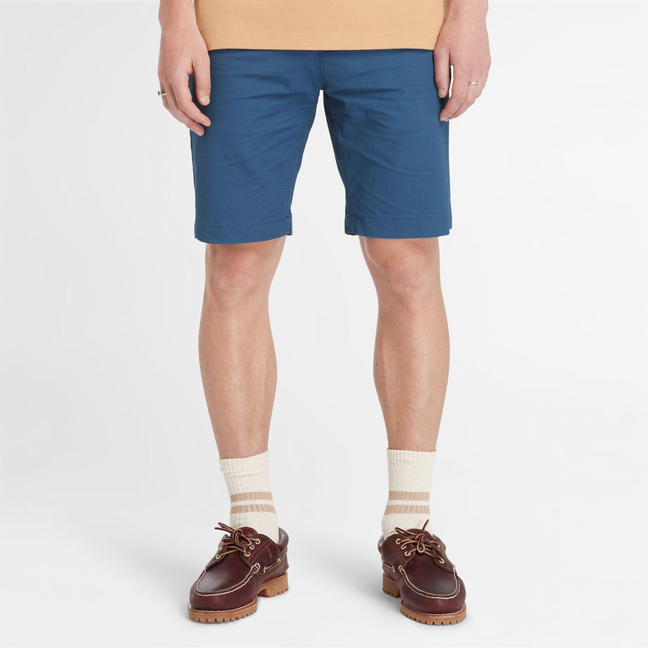 Timberland Poplin Chino Shorts For Men In Blue Blue