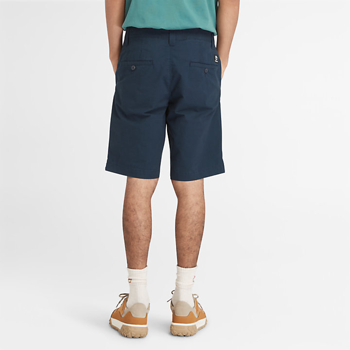 Pantalones cortos chinos de popelina para hombre en azul marino-