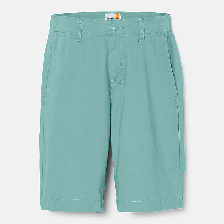 Pantalones cortos chinos de popelina para hombre en azul verdoso
